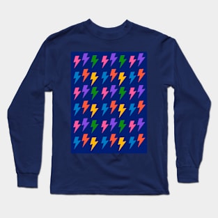 Rainbow Lightning Bolts Pack on Navy Blue Long Sleeve T-Shirt